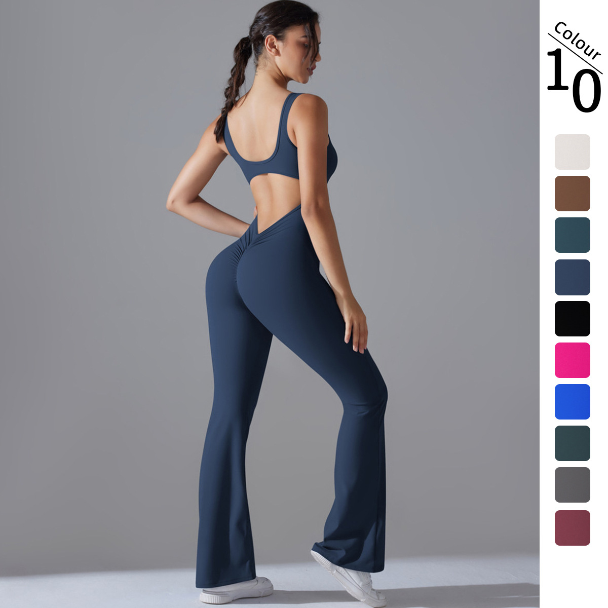 Yoga Và Fitness - Seksi kembali V Jumpsuit Gym Set