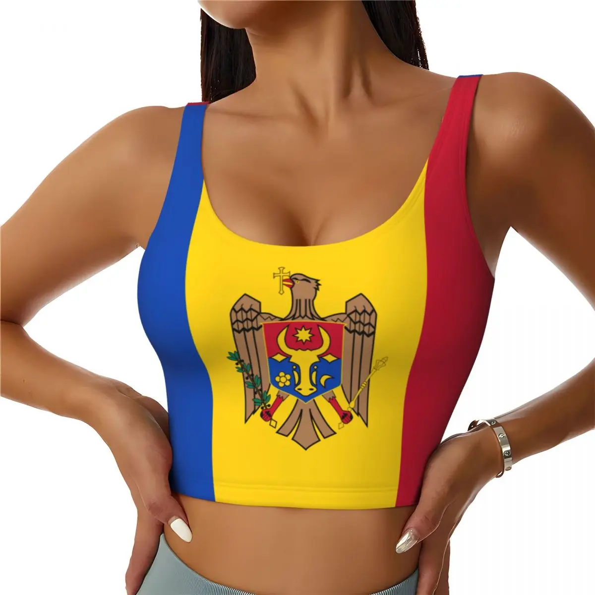 Yoga Và Fitness - Atasan Dasar Bendera Moldova Atasan Olahraga