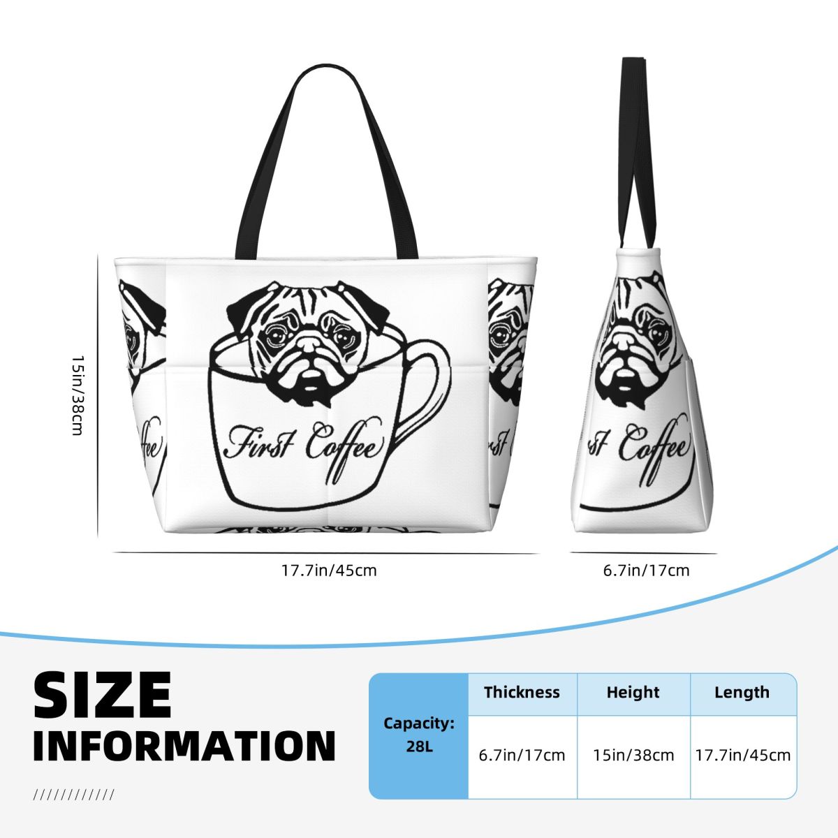 Pug First Coffee Beach Tote Ba - Yoga In Fitness First ulasan dan harga